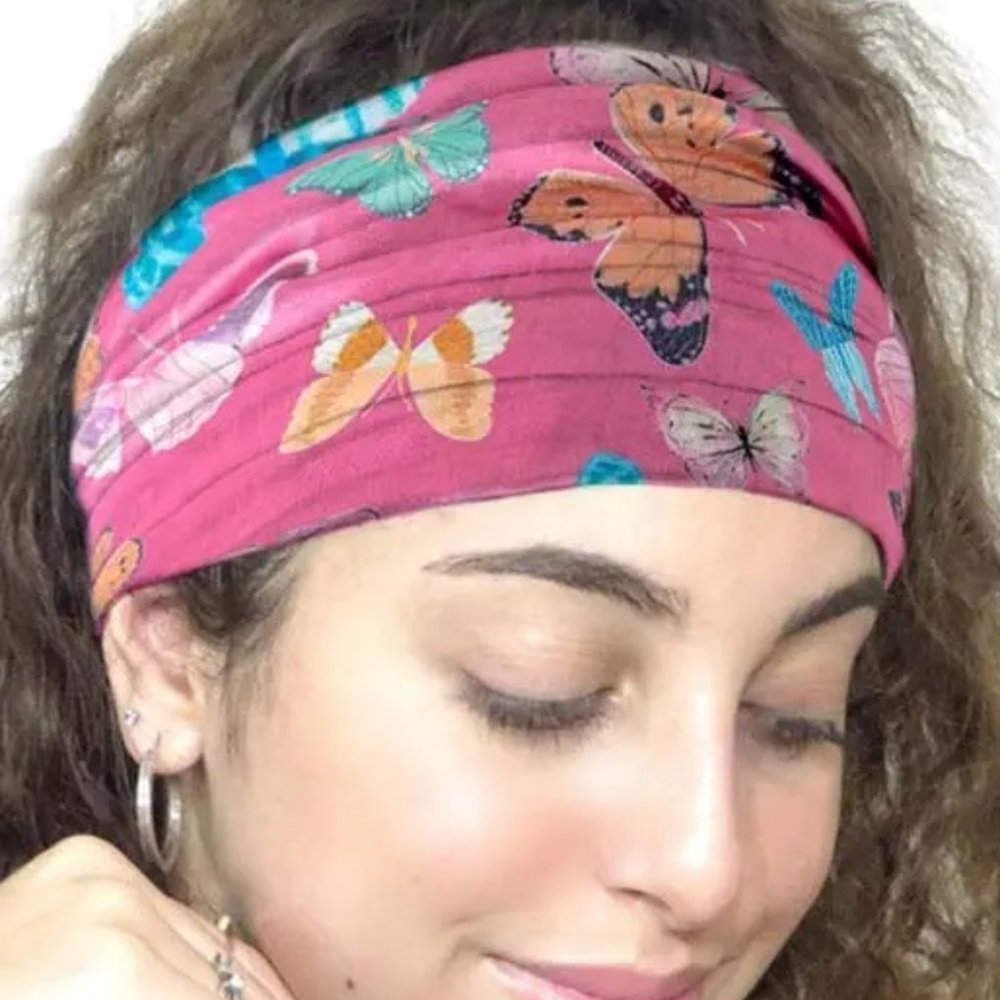 Butterfly Retro Pink Stylish Boho Headband Bohemian Style Wide Hair Band